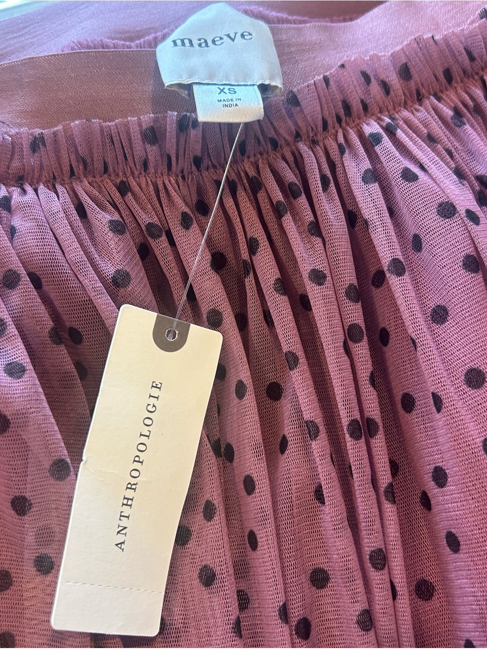 Anthropologie Pink Polka Dot Tiered Maxi Skirt - Picture 8 of 8